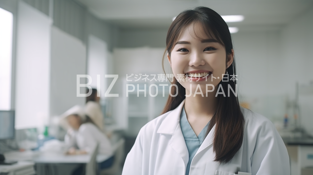 笑顔を見せる日本人女性の全身写真