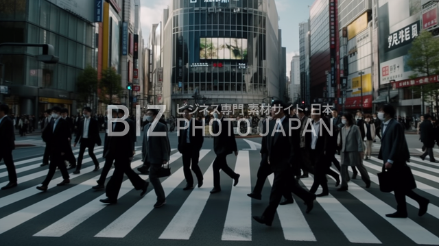 渋谷交差点を通過するビジネスマンの映像素材