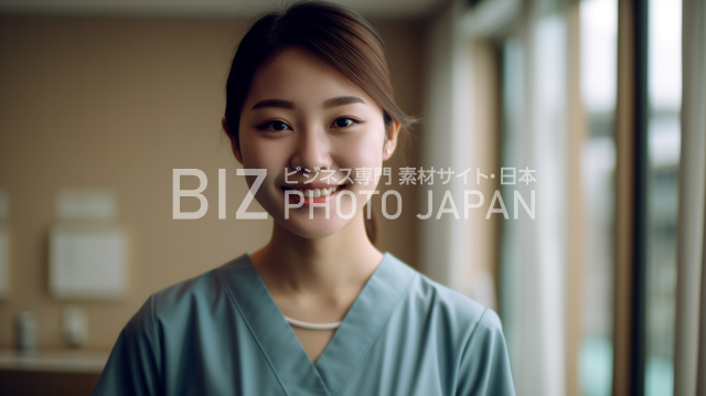 笑顔でポーズをとる日本人女性の全身