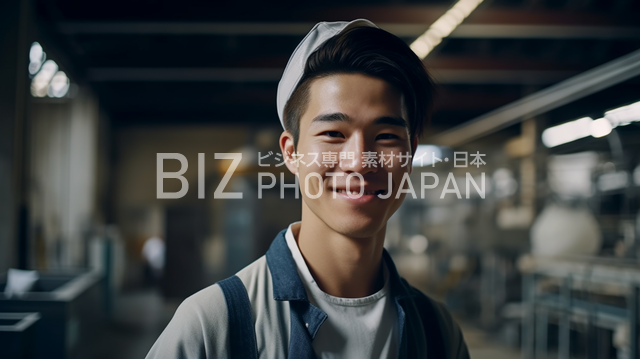 笑顔の日本人男性の全身像（別アングル3）