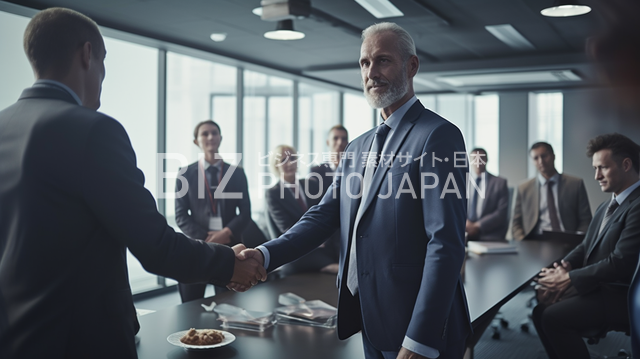 ビジネスマン同士が握手する瞬間の写真