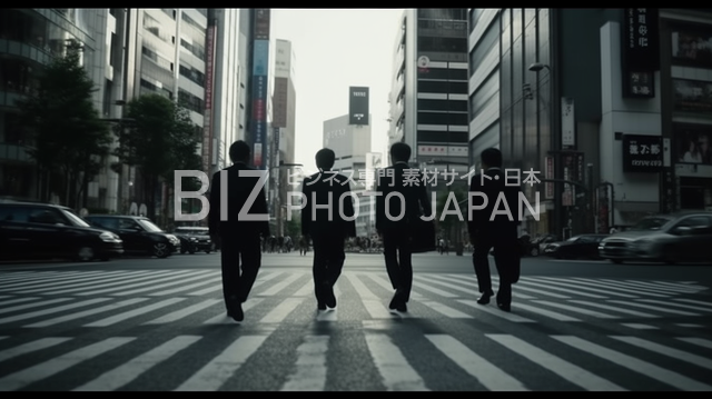 渋谷の交差点を通り過ぎるビジネスマンたちのフッテージ