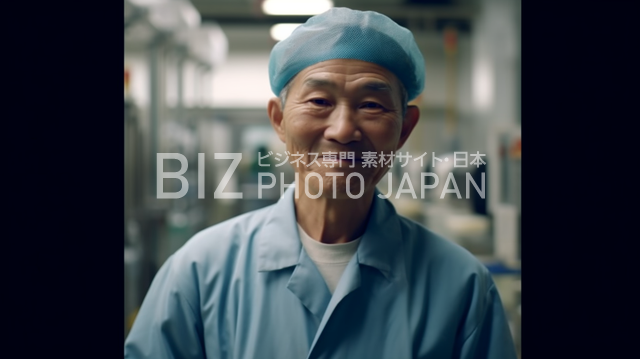 日本人男性の全身像で、笑顔を浮かべています
