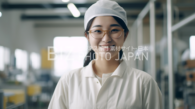 笑顔でポーズを取る日本人女性の全身像
