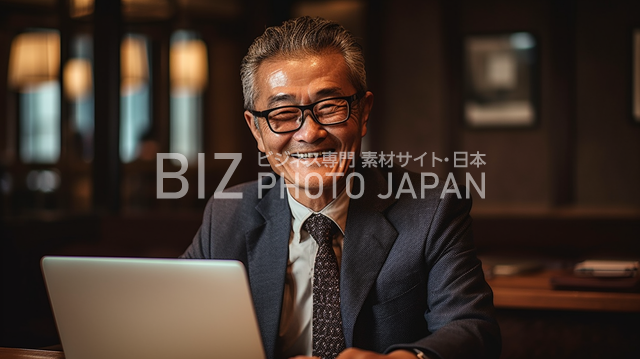 笑顔の日本人男性の写真