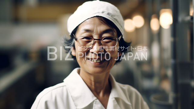 笑顔の日本人女性の全身像