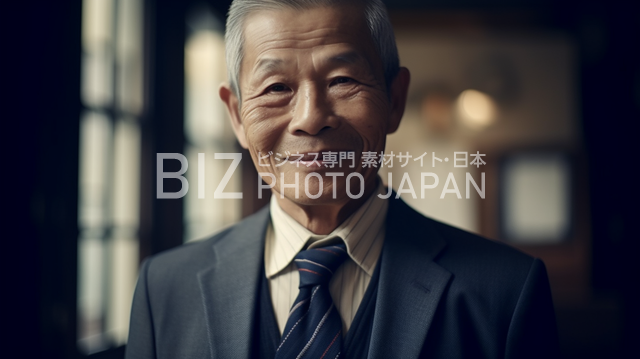 笑顔の日本人男性が立っている写真