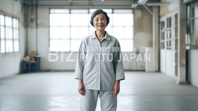 全身が映る笑顔の日本人女性