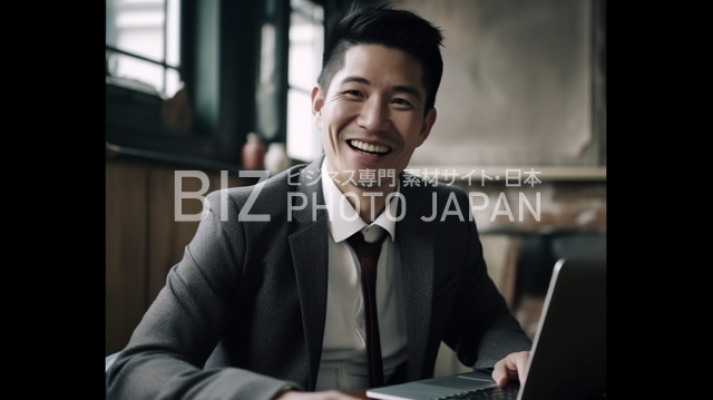 歯を見せる日本人男性の笑顔