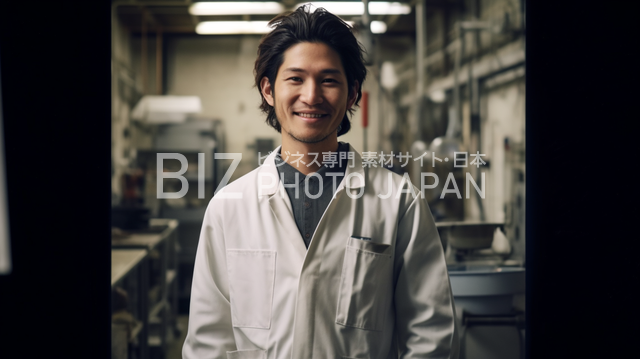 全身を見せるニコニコ笑顔の日本人男性