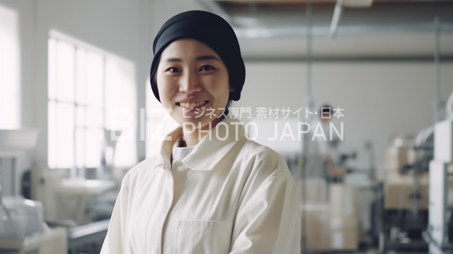 全身を見せた笑顔の日本人女性