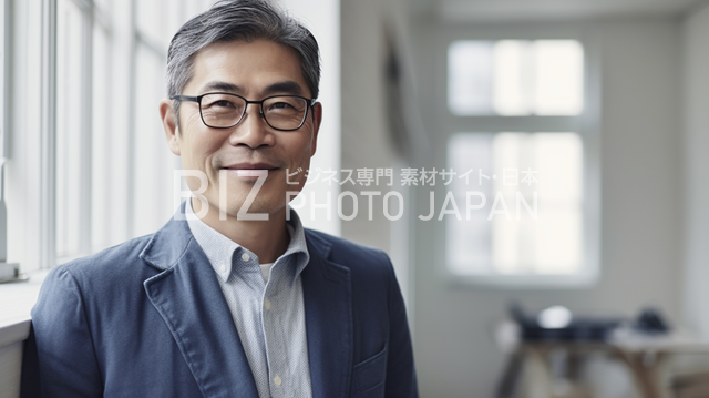 笑顔で歯を見せる日本人男性