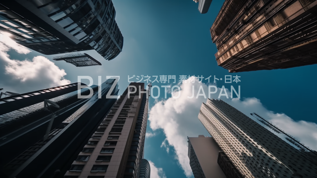 東京の高層ビルが青空に映える