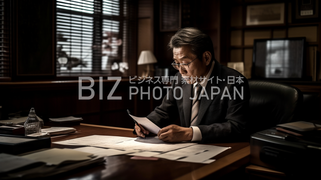 日本のビジネス写真、契約書の取り交わし