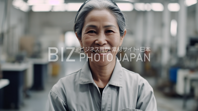 全身写真、笑顔の日本人女性