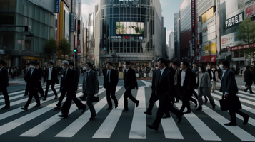 渋谷交差点を通過するビジネスマンの映像素材
