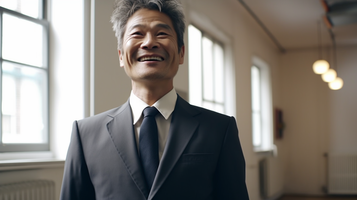 笑顔で立つ日本人男性_別バージョン