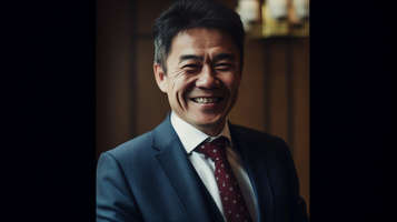 笑顔の日本人男性の全身の写真素材