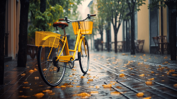 雨に濡れた自転車