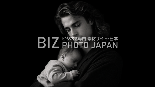 美しさと愛情が溢れるモノクロ写真！20代前半の男性と赤ちゃんが抱き合う感動の瞬間