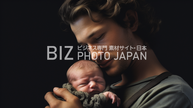 愛に包まれた金髪の父と赤ちゃんの感動的な瞬間を切り取った写真